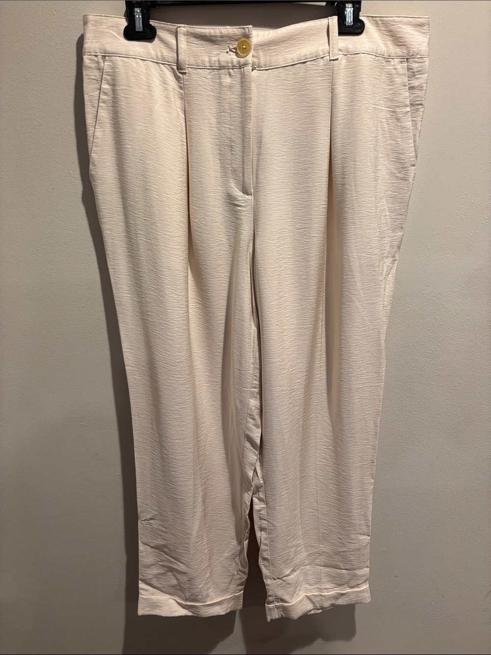 LOFT Cream Straight-Leg Pants size L